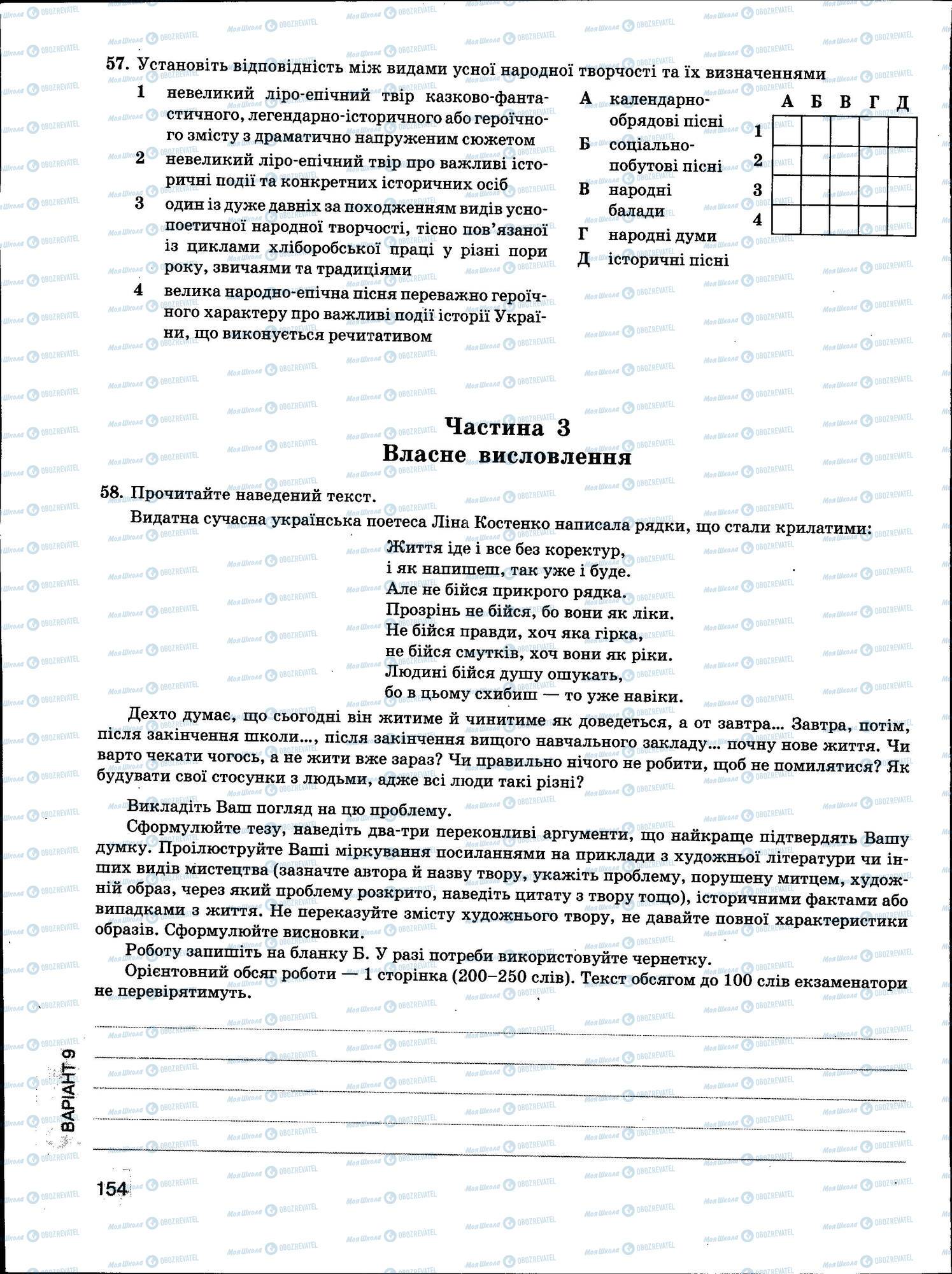 ЗНО Українська мова 11 клас сторінка 154
