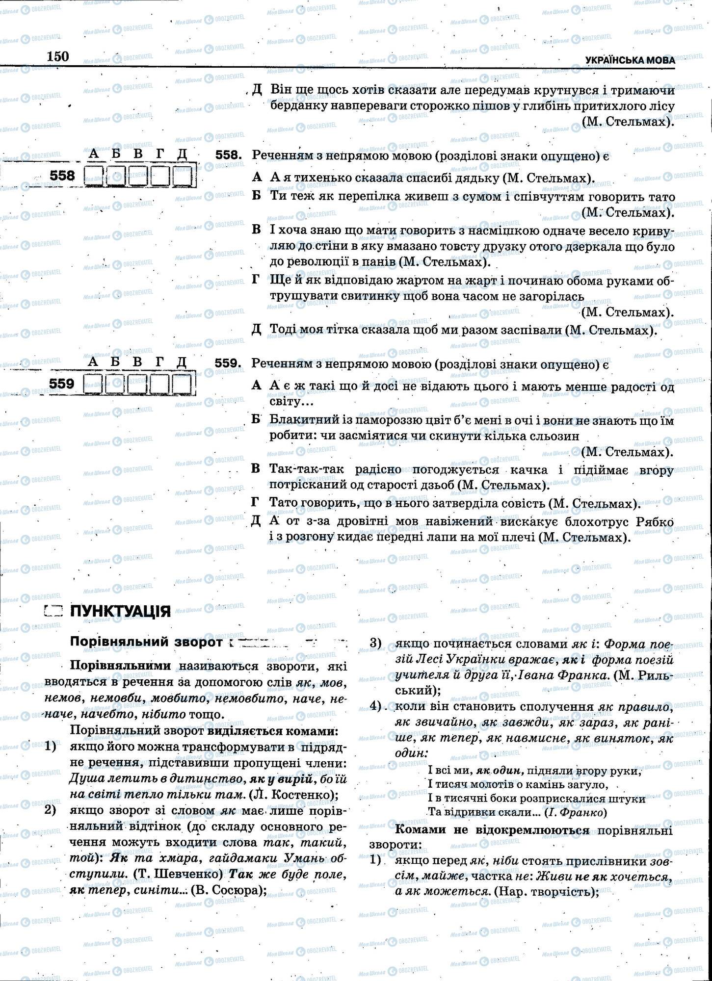 ЗНО Укр мова 11 класс страница 150