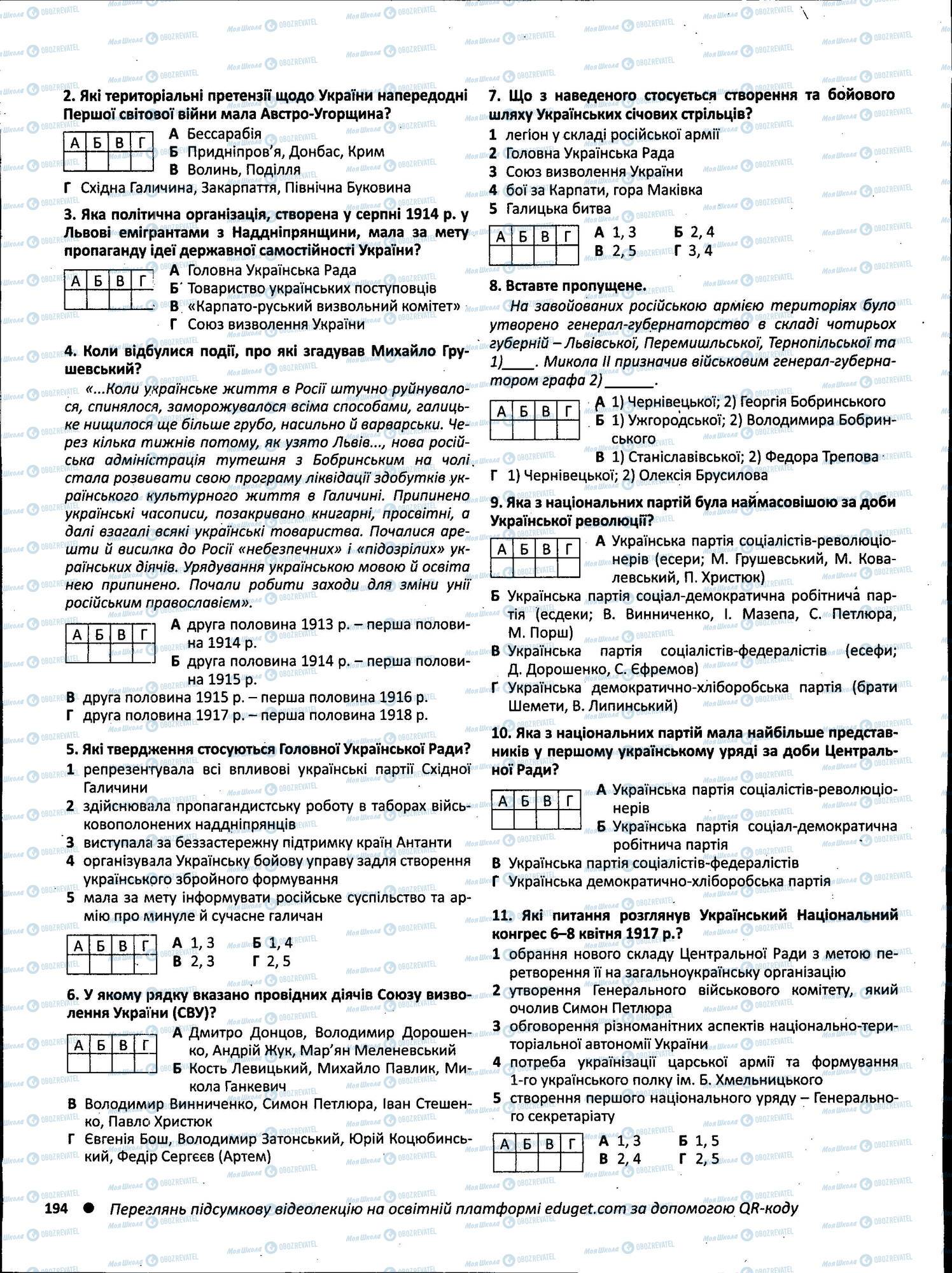 ЗНО Історія України 11 клас сторінка 194