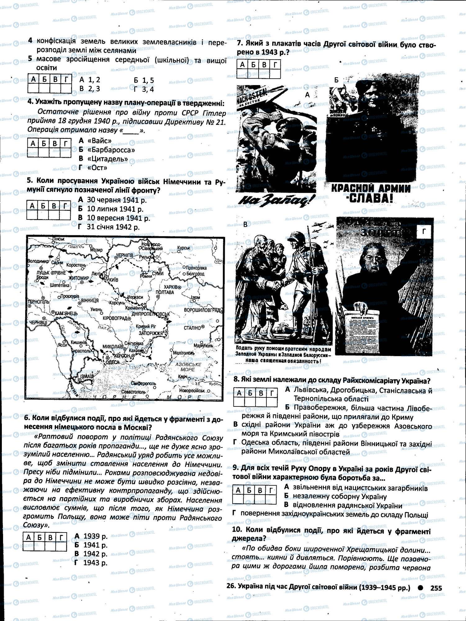 ЗНО Історія України 11 клас сторінка 255