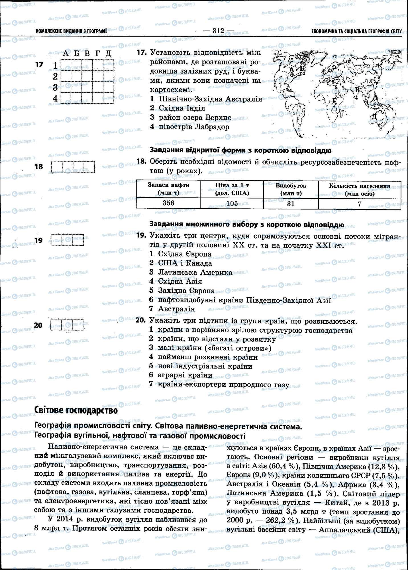 ЗНО География 11 класс страница 312