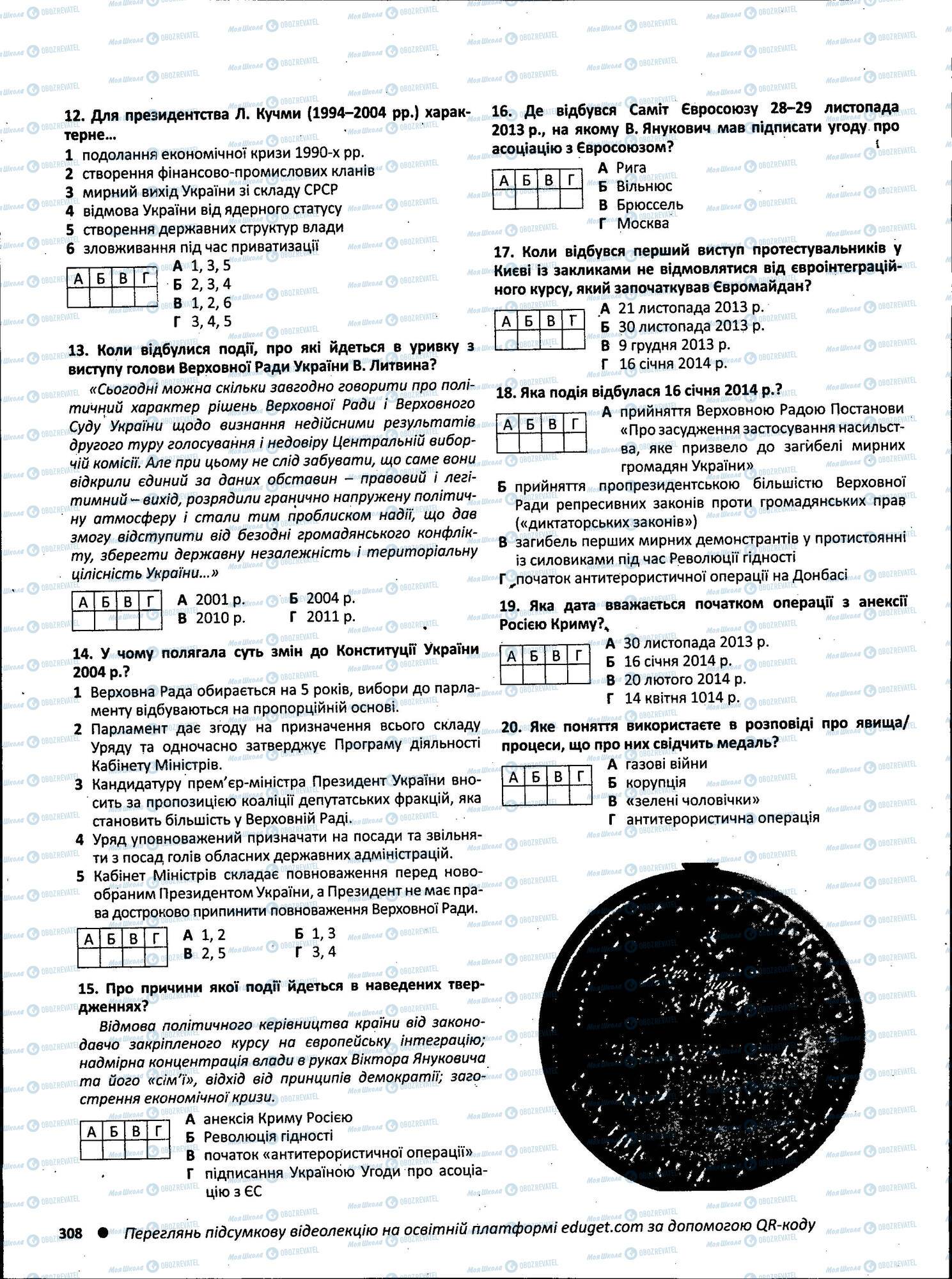 ЗНО Історія України 11 клас сторінка 308