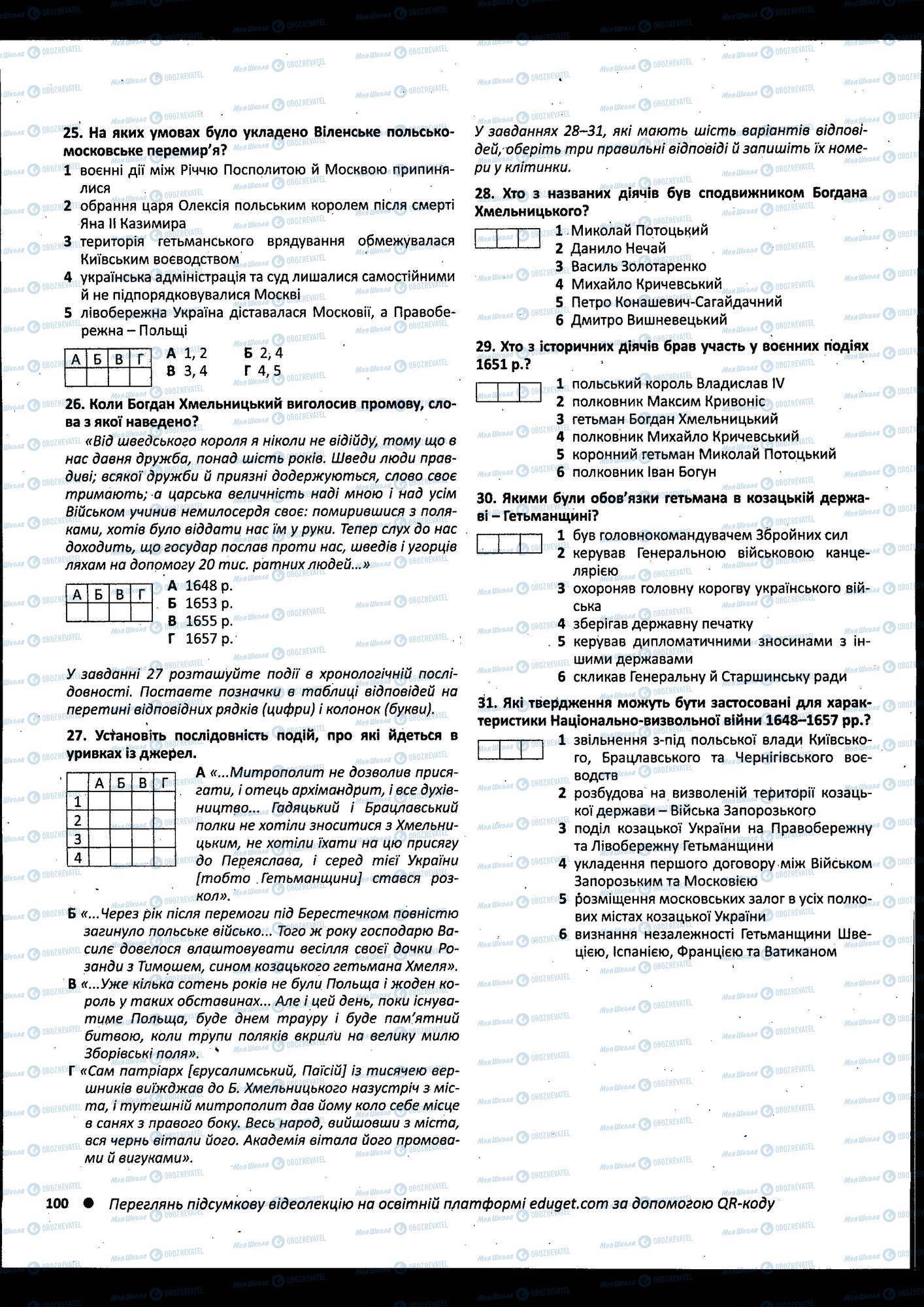 ЗНО Історія України 11 клас сторінка 100