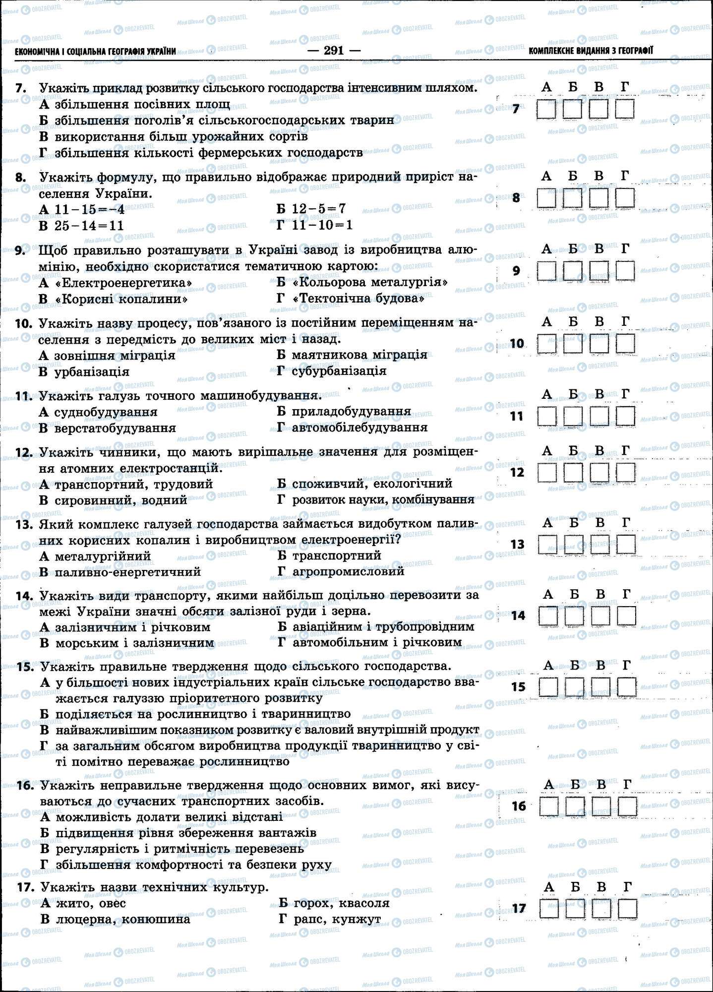 ЗНО Географія 11 клас сторінка 291