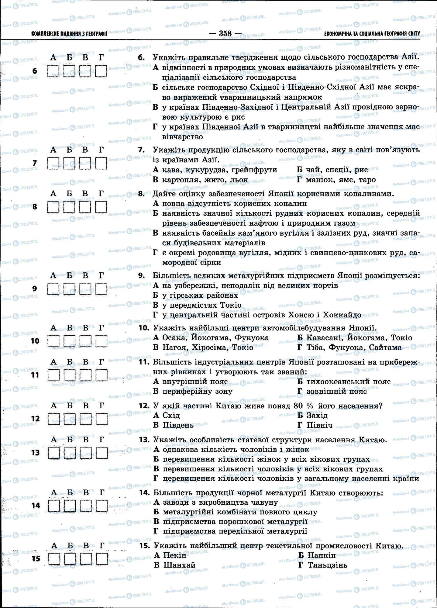 ЗНО География 11 класс страница 358