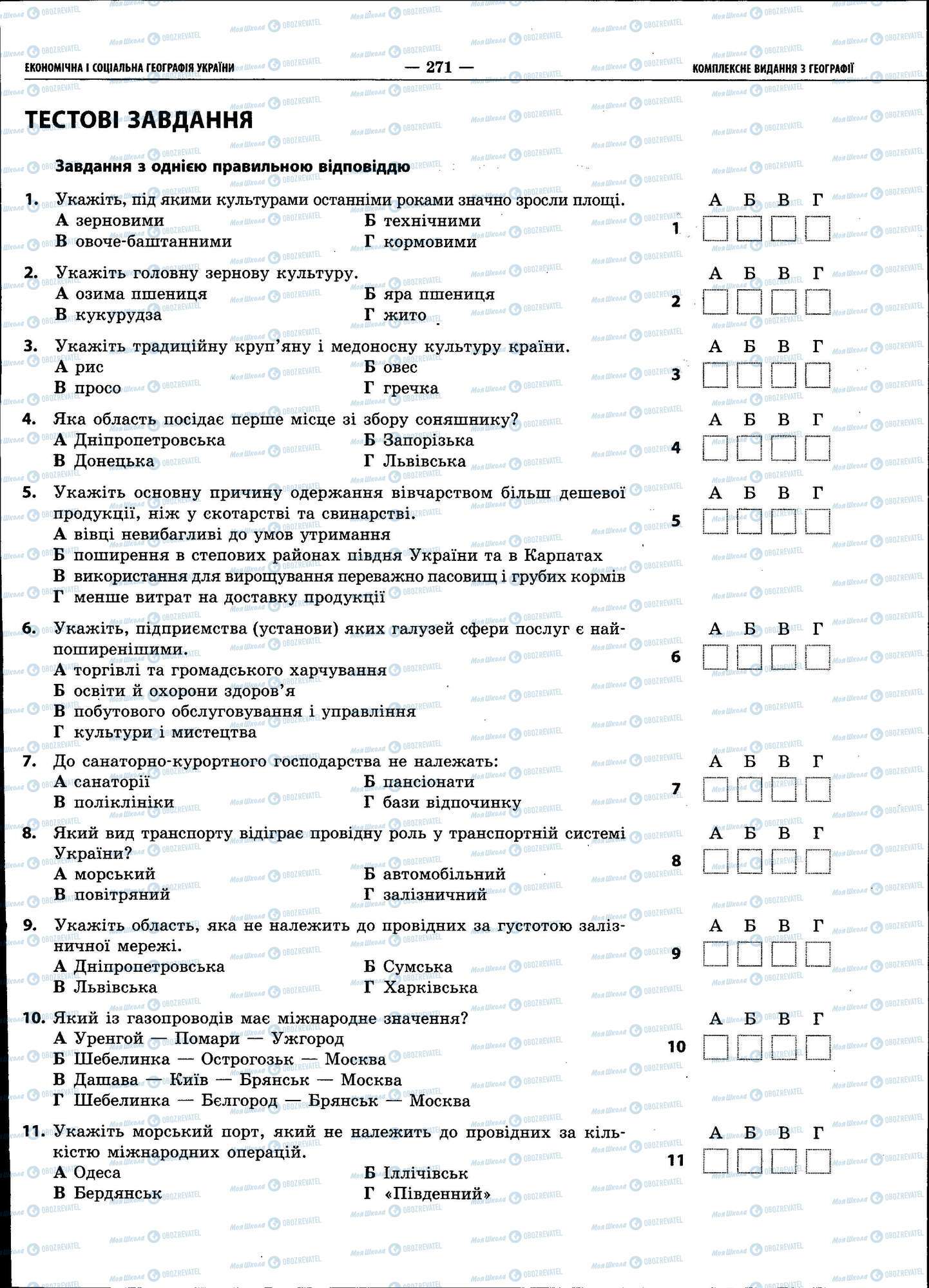 ЗНО География 11 класс страница 271