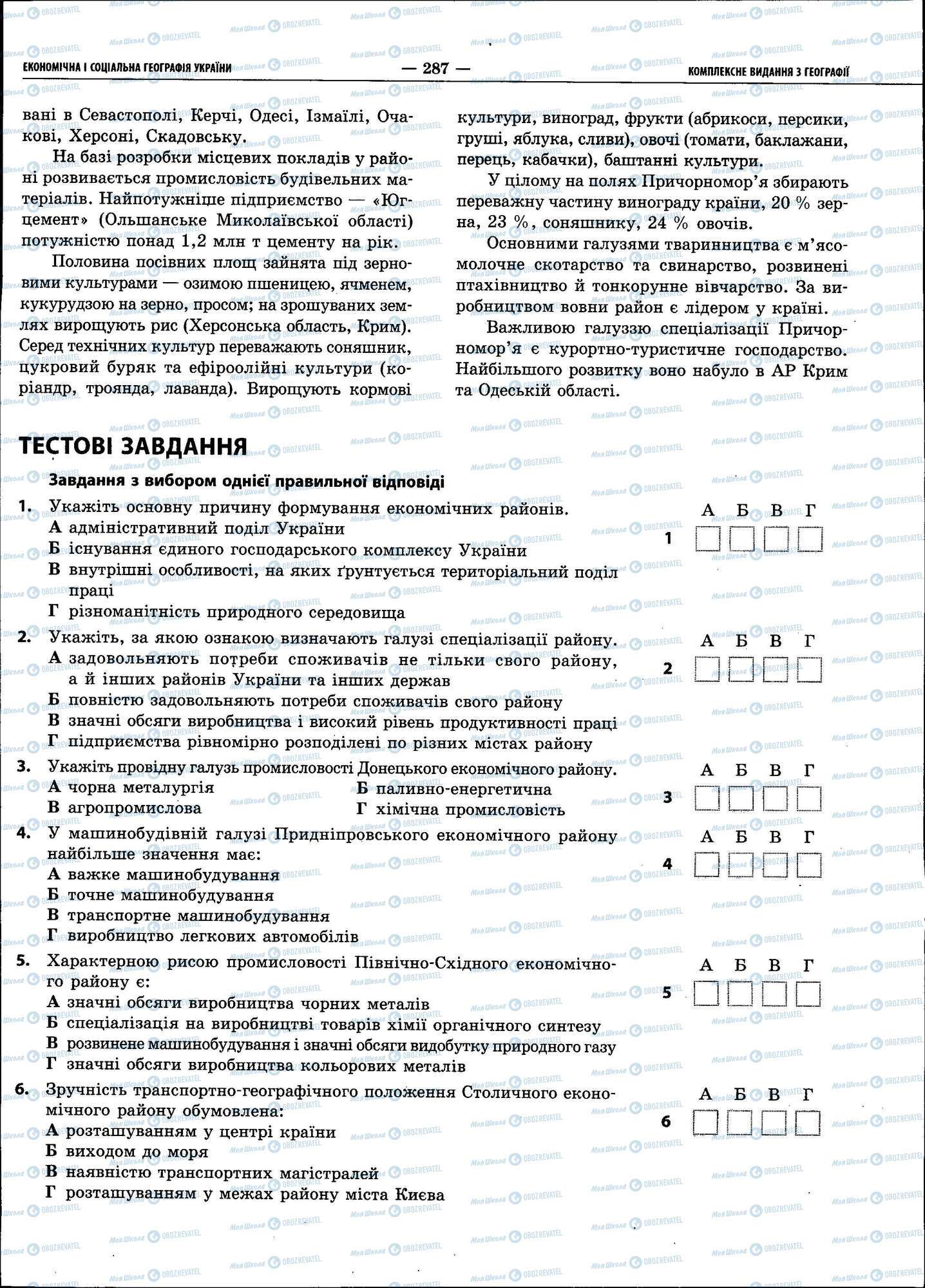 ЗНО Географія 11 клас сторінка 287