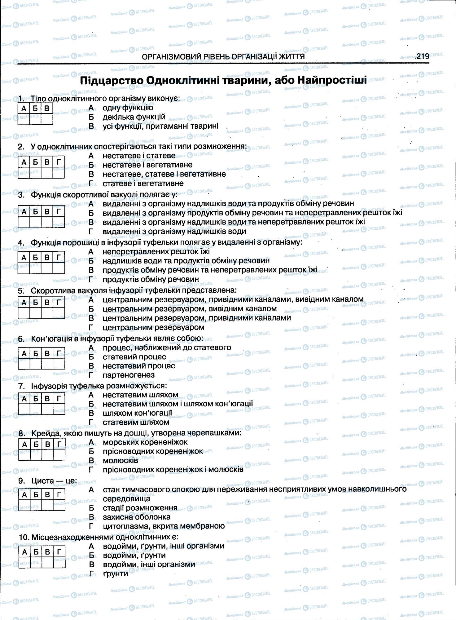 ЗНО Биология 11 класс страница 219