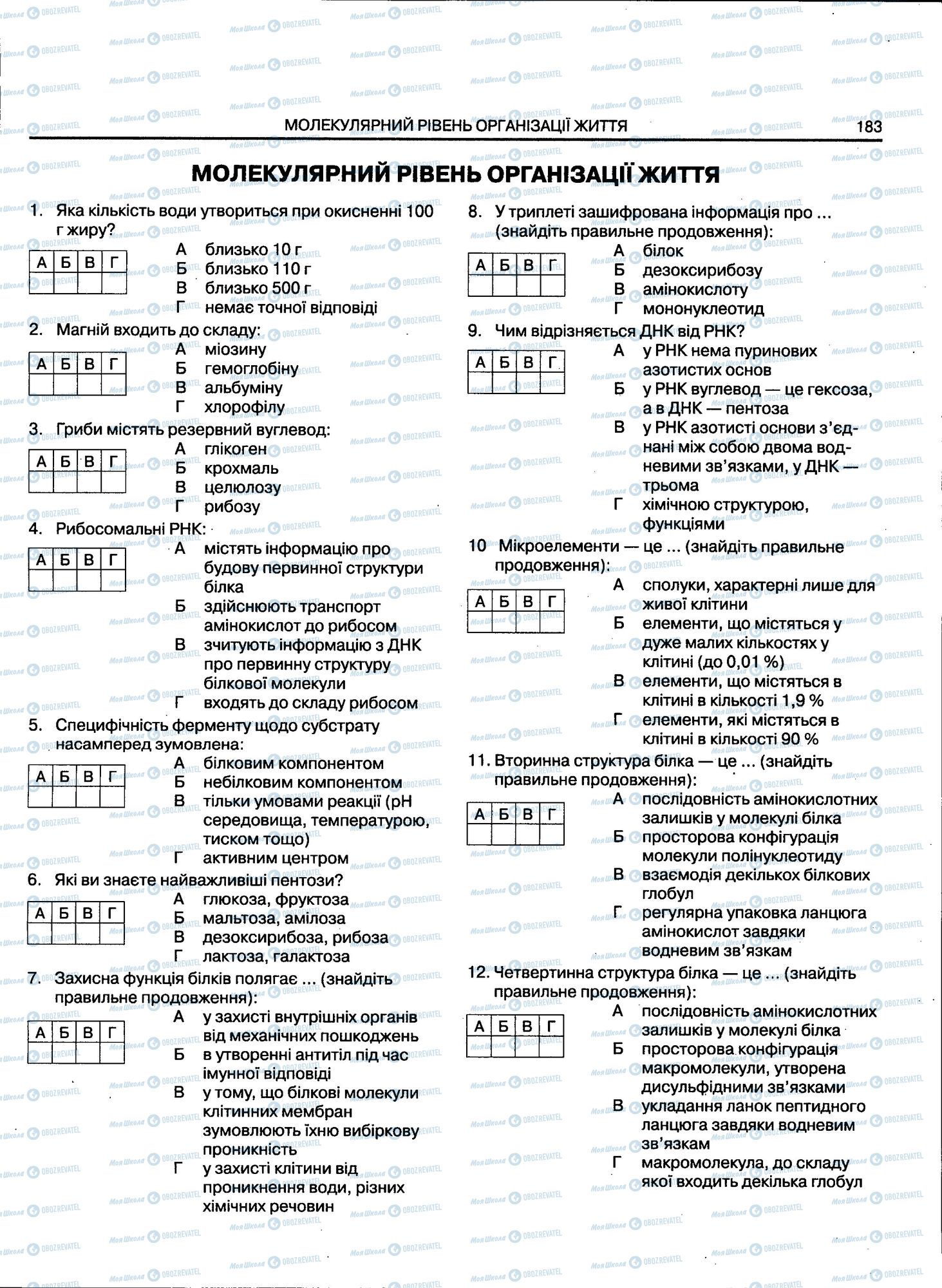 ЗНО Біологія 11 клас сторінка 183