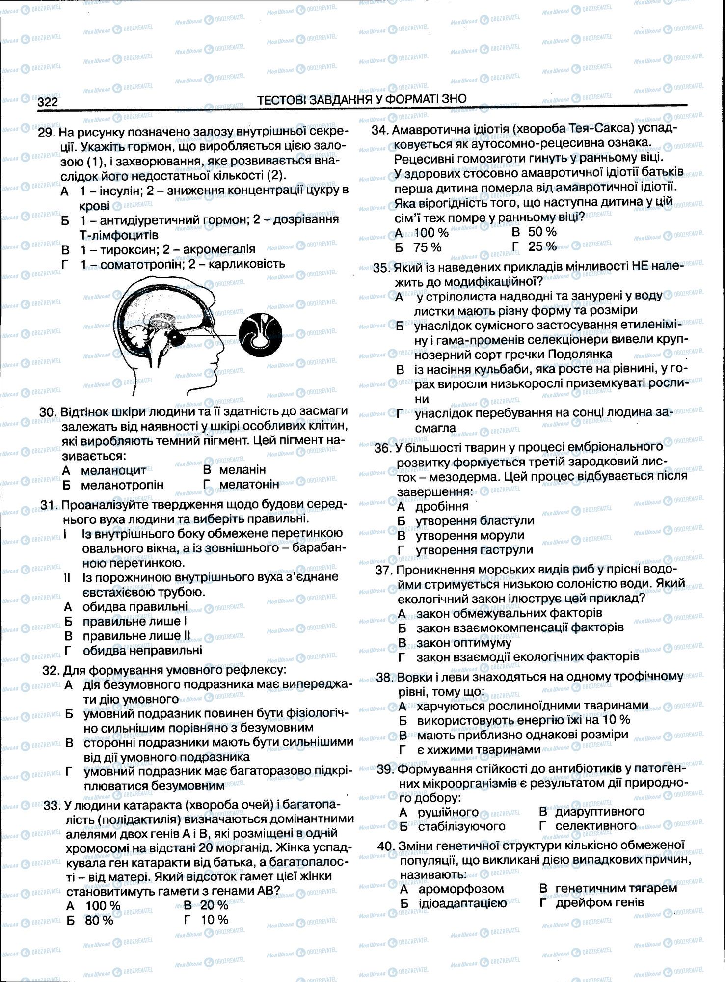 ЗНО Біологія 11 клас сторінка 322