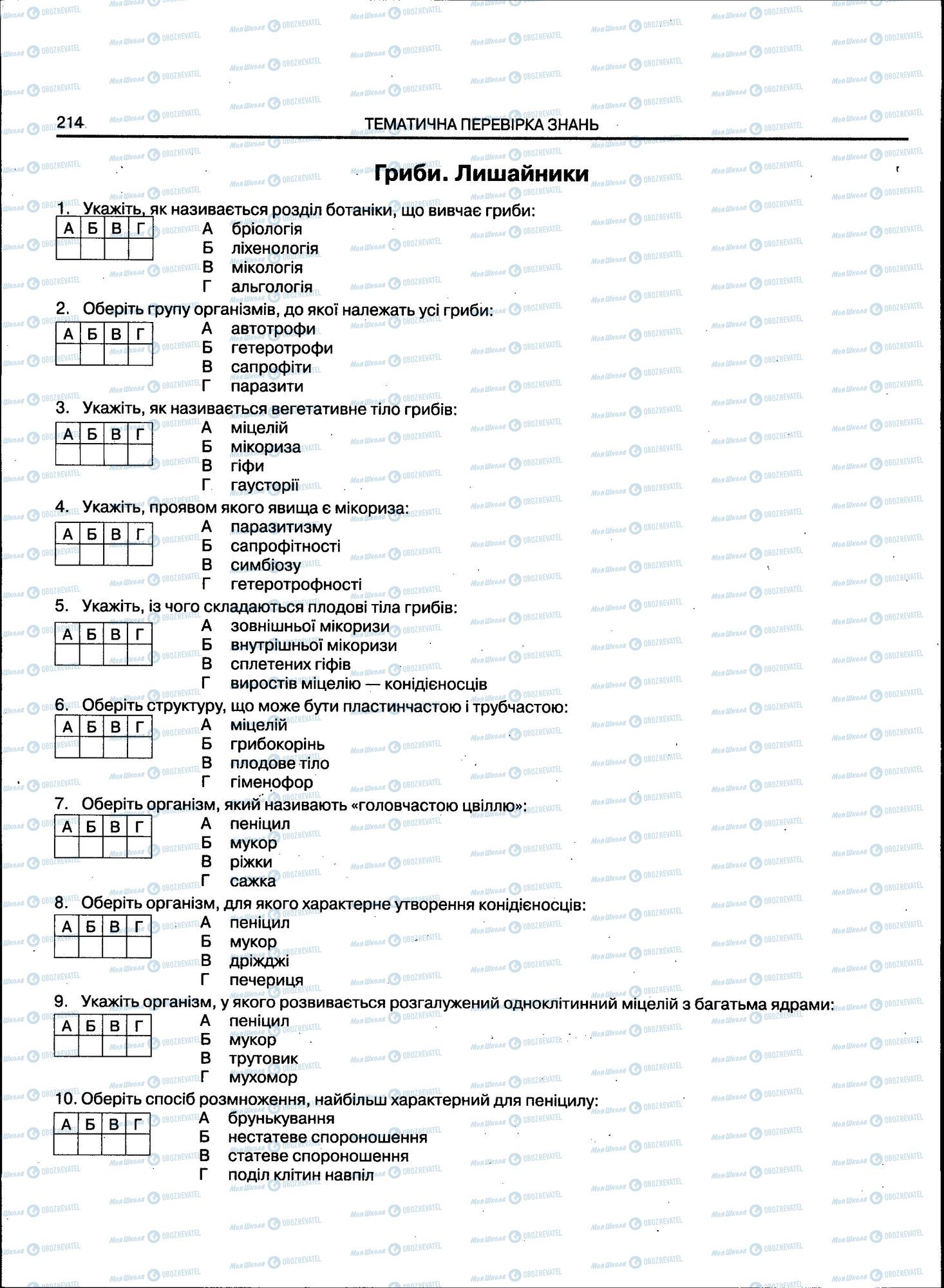 ЗНО Біологія 11 клас сторінка 214
