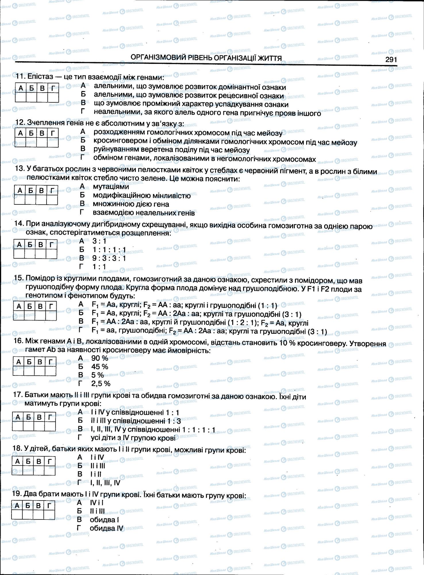 ЗНО Биология 11 класс страница 291