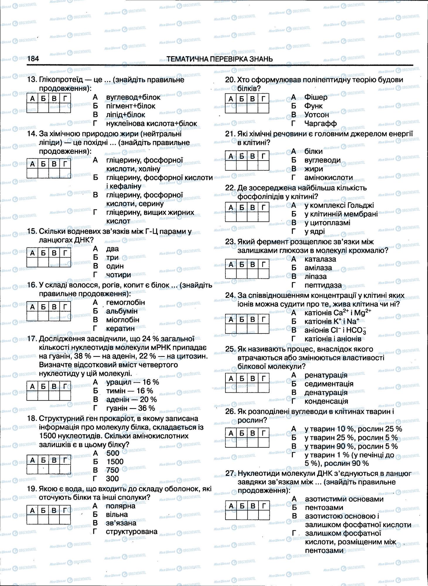 ЗНО Біологія 11 клас сторінка 184