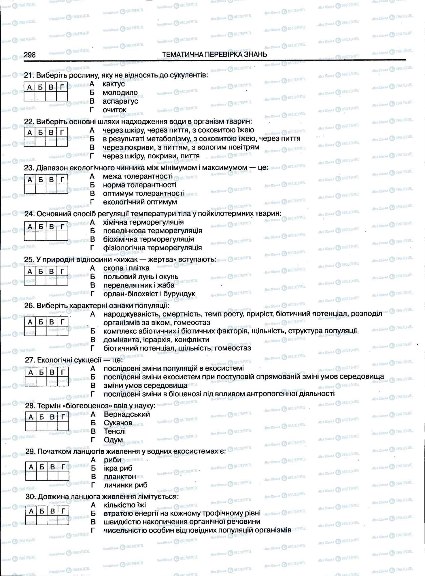 ЗНО Біологія 11 клас сторінка 298
