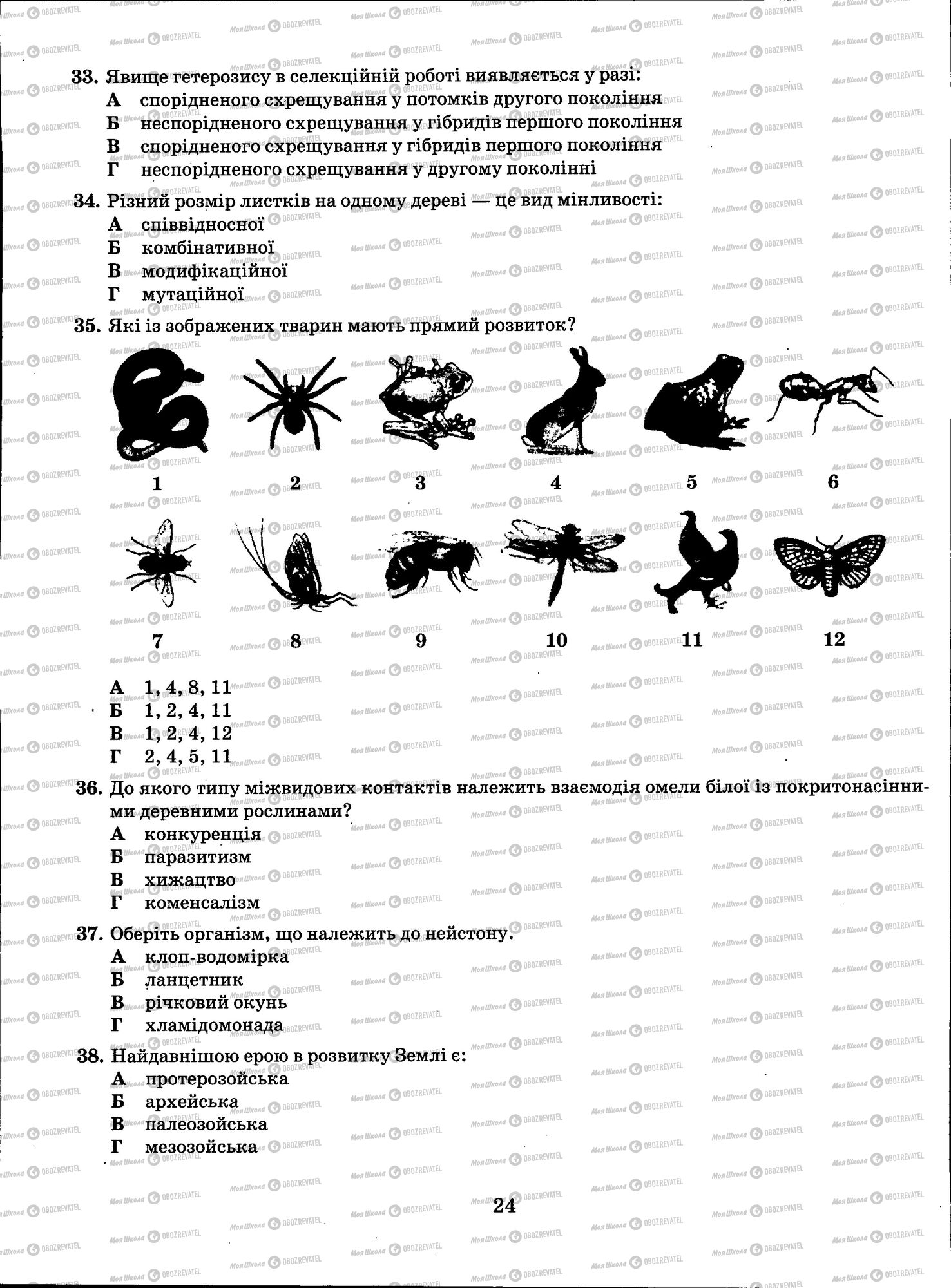 ЗНО Біологія 11 клас сторінка 024