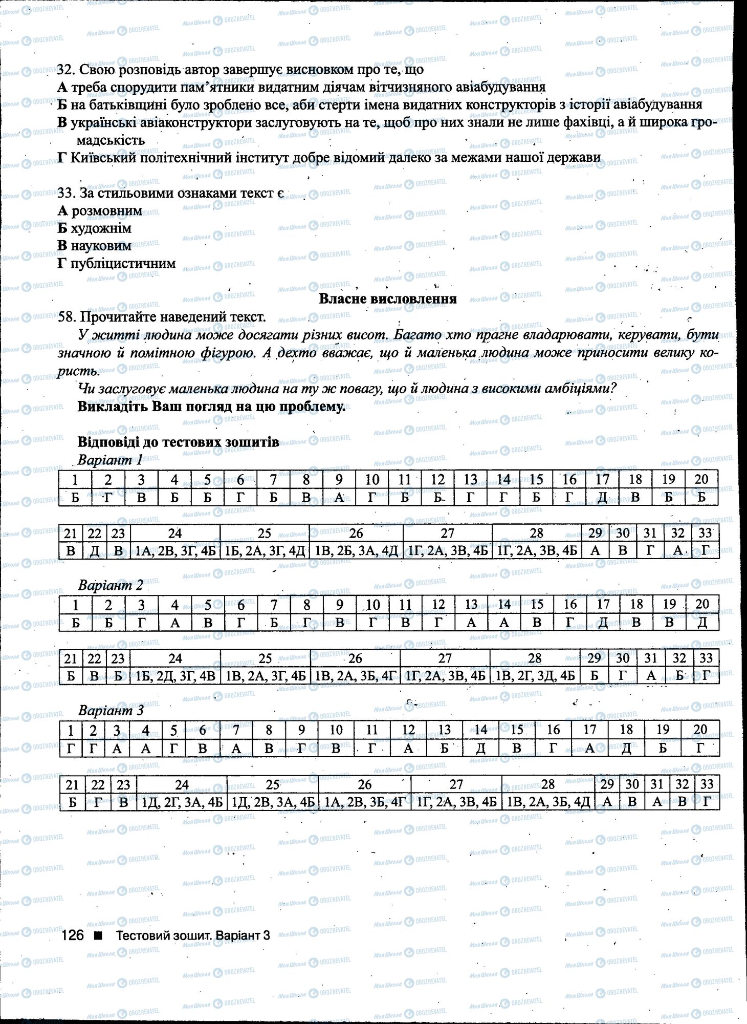 ДПА Укр мова 11 класс страница 126