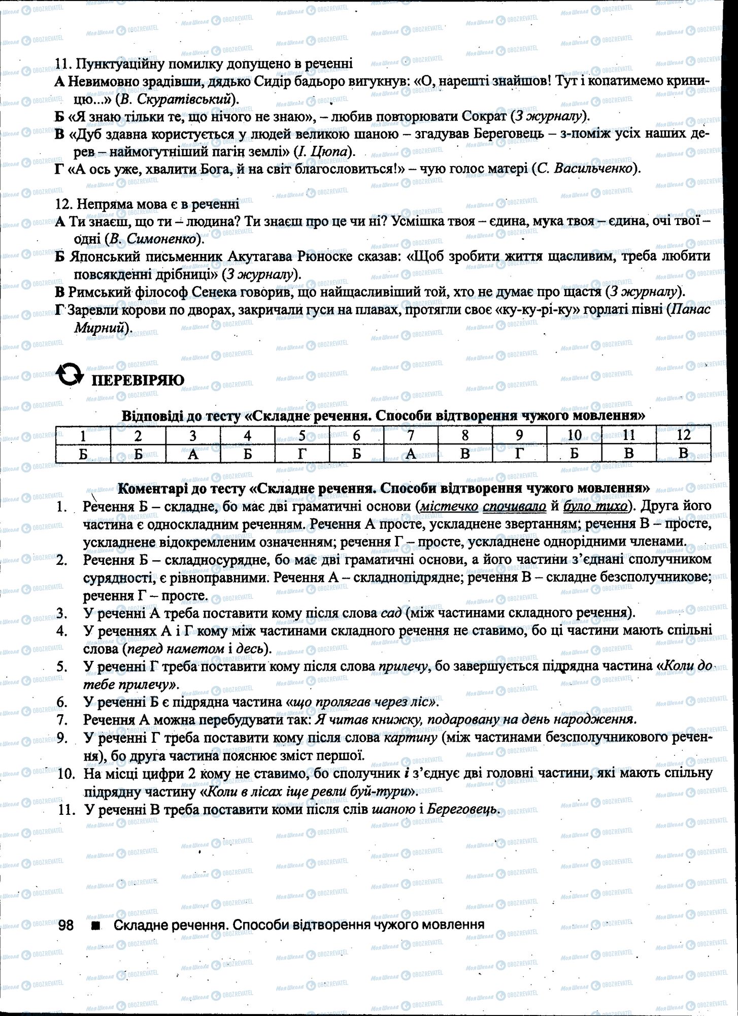 ДПА Укр мова 11 класс страница 098