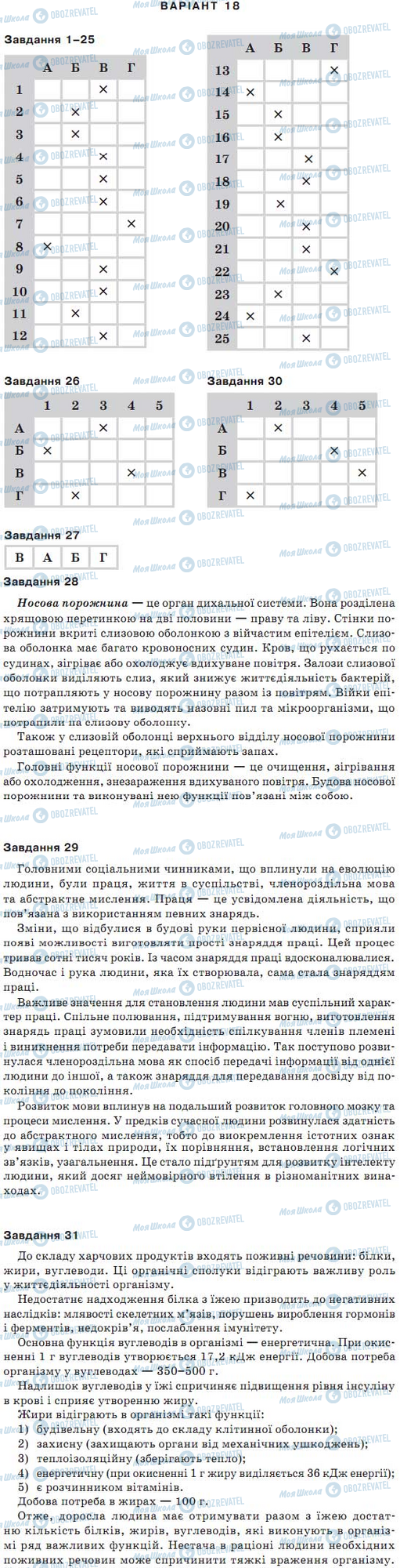 ДПА Биология 9 класс страница варіант 18