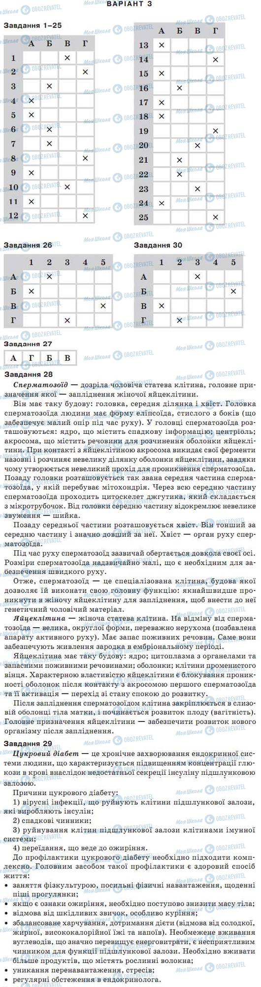 ДПА Биология 9 класс страница варіант 3