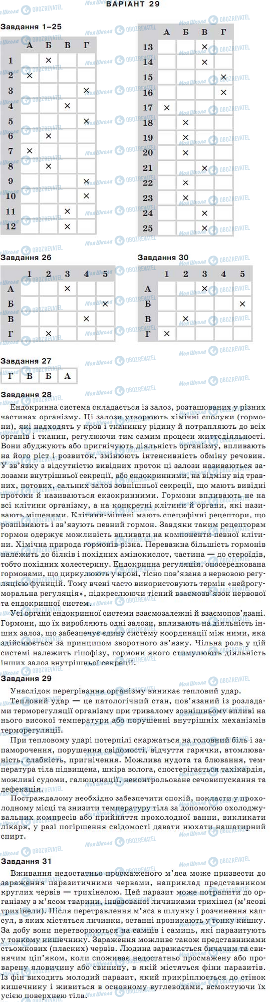 ДПА Биология 9 класс страница варіант 29