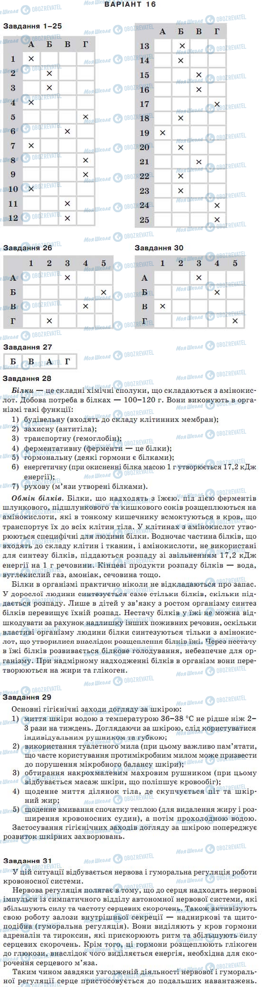 ДПА Биология 9 класс страница варіант 16