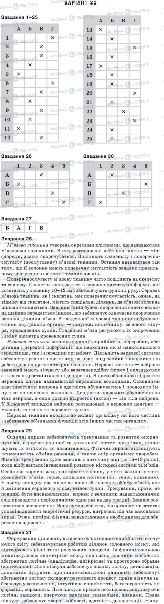 ДПА Биология 9 класс страница варіант 20