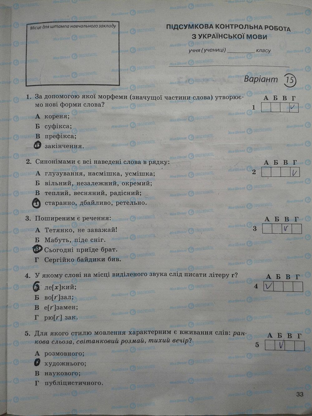 ГДЗ Укр мова 5 класс страница стр. 33