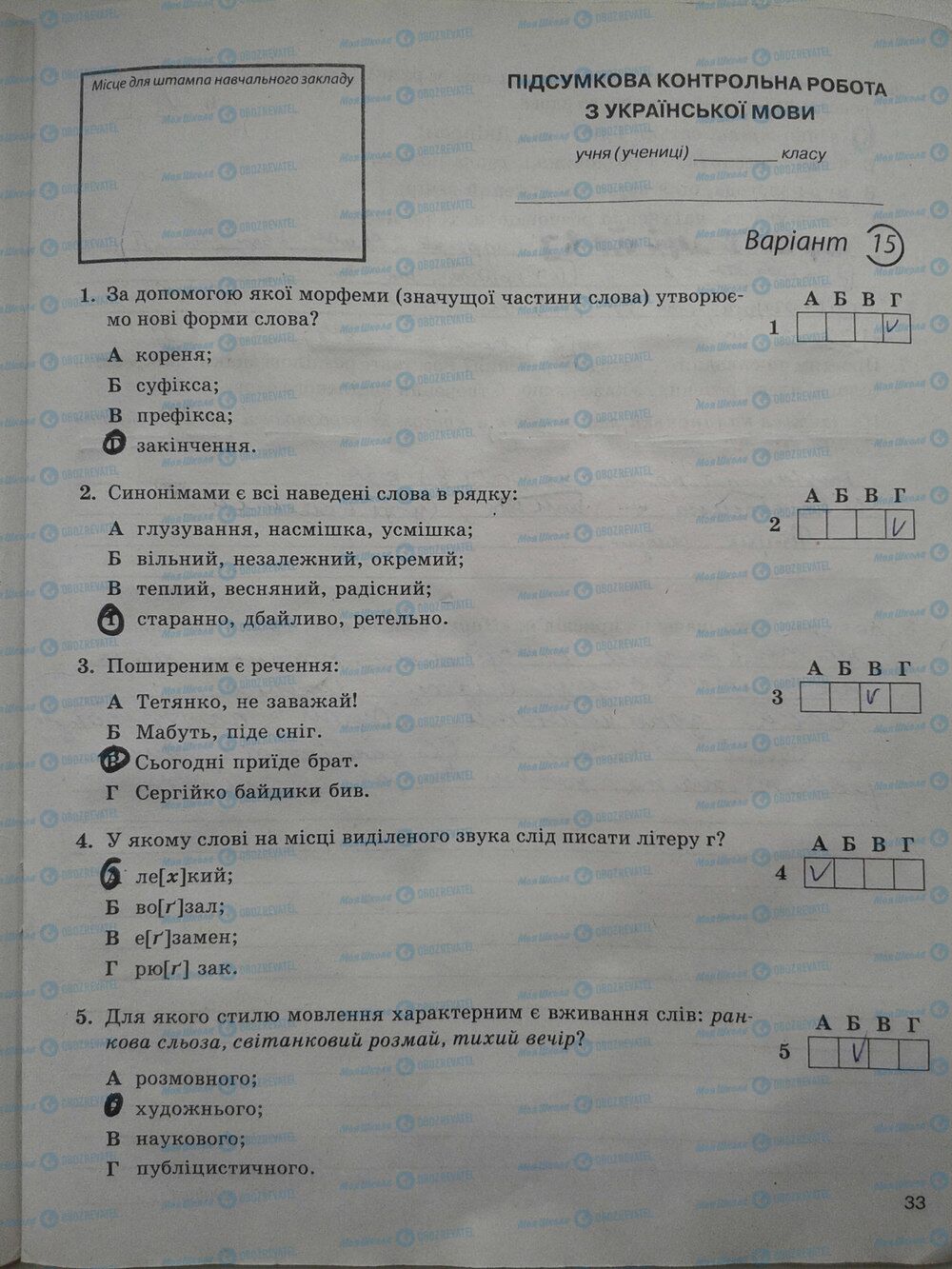 ГДЗ Українська мова 5 клас сторінка стр. 33