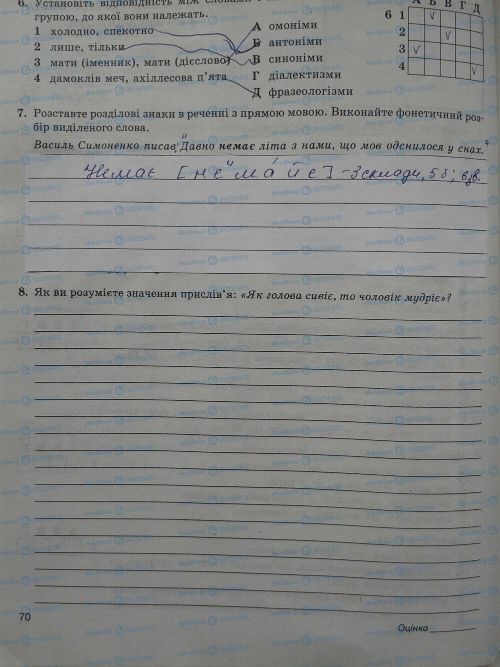 ГДЗ Українська мова 5 клас сторінка стр. 70