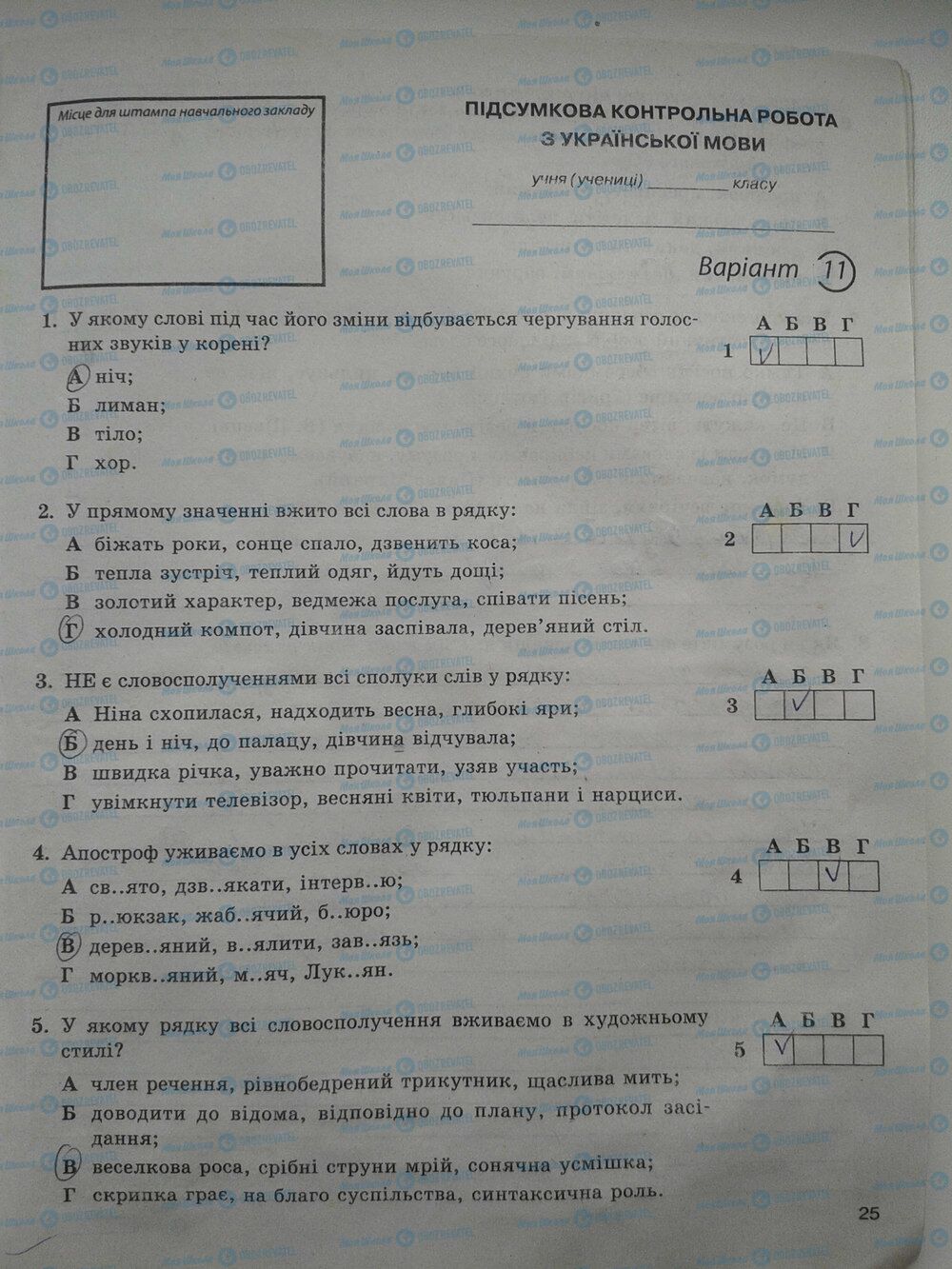ГДЗ Українська мова 5 клас сторінка стр. 25