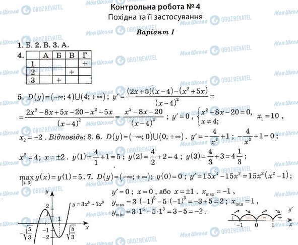 ГДЗ Алгебра 11 класс страница 4. Варіант 1