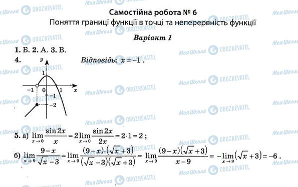 ГДЗ Алгебра 11 класс страница 6. Варіант 1
