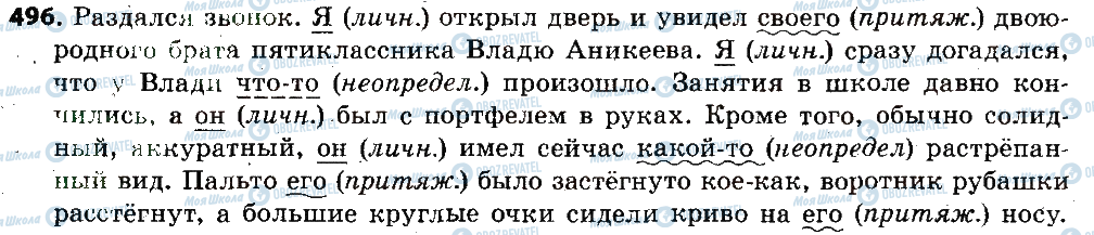 ГДЗ Російська мова 6 клас сторінка 496