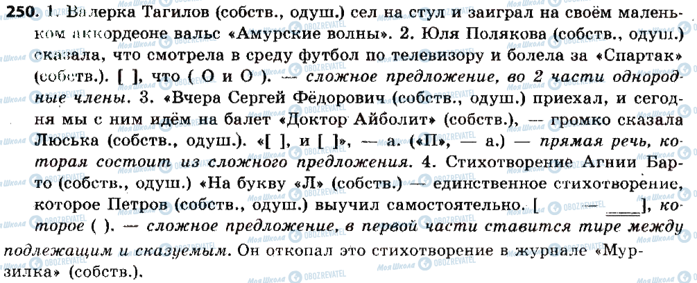 ГДЗ Російська мова 6 клас сторінка 250