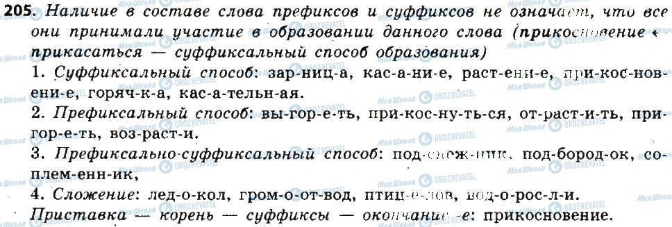 ГДЗ Російська мова 6 клас сторінка 205