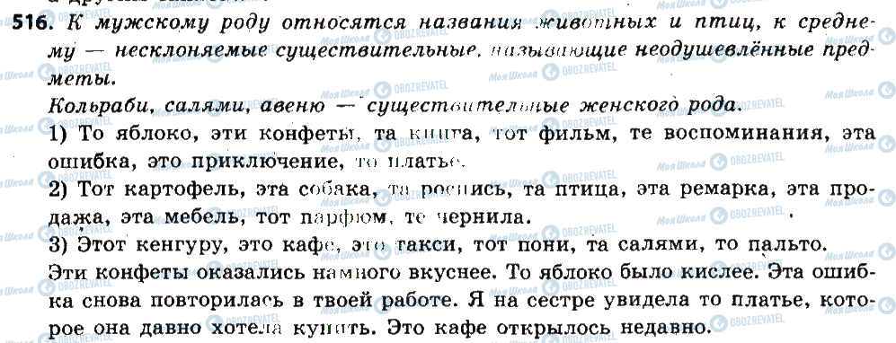 ГДЗ Російська мова 6 клас сторінка 516