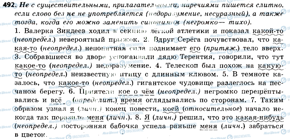 ГДЗ Російська мова 6 клас сторінка 492