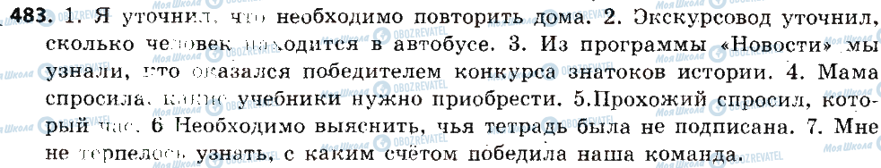 ГДЗ Російська мова 6 клас сторінка 483