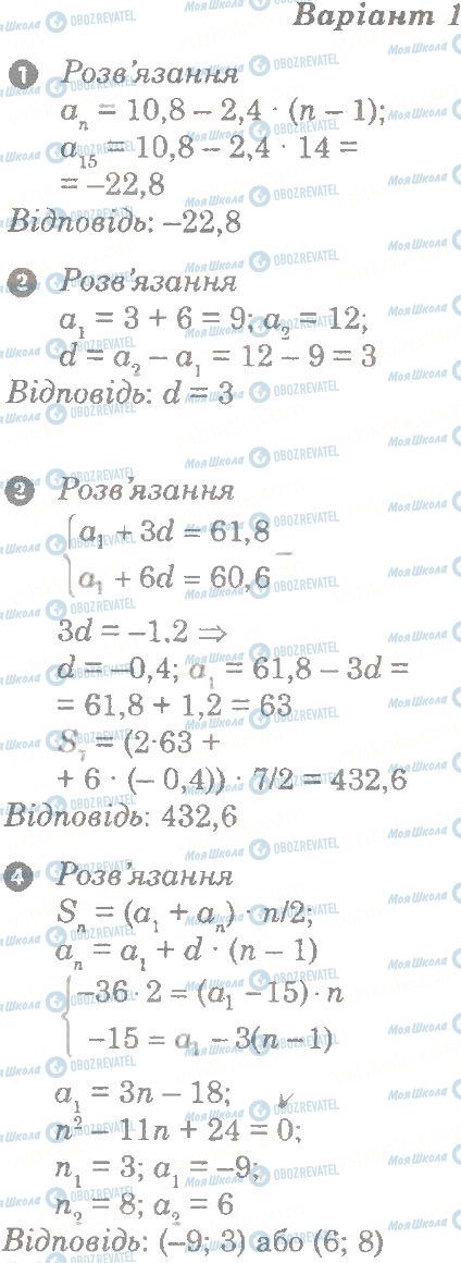 ГДЗ Алгебра 9 клас сторінка в1