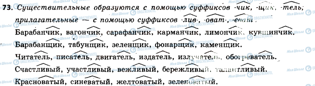ГДЗ Російська мова 6 клас сторінка 73
