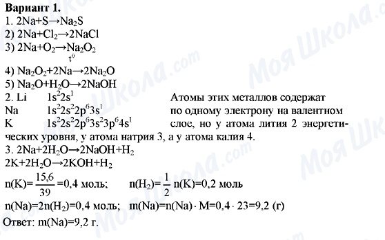 ГДЗ Хімія 11 клас сторінка Вариант-1