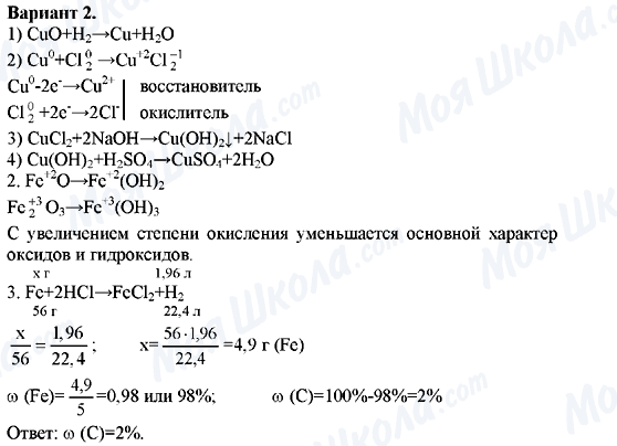 ГДЗ Химия 11 класс страница Вариант-2