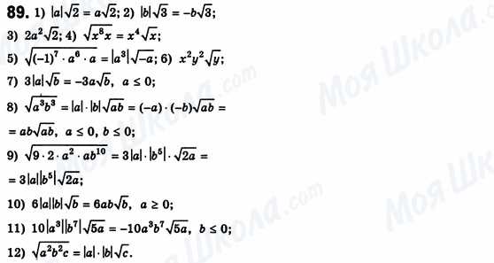 ГДЗ Алгебра 8 клас сторінка 89