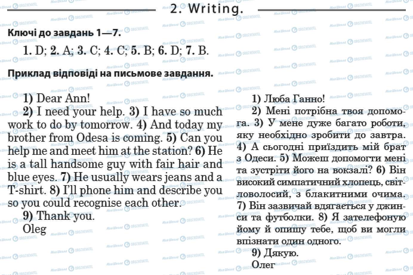 ДПА Англійська мова 9 клас сторінка 2. Writing