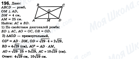 ГДЗ Геометрія 8 клас сторінка 196