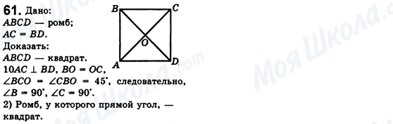 ГДЗ Геометрія 8 клас сторінка 61