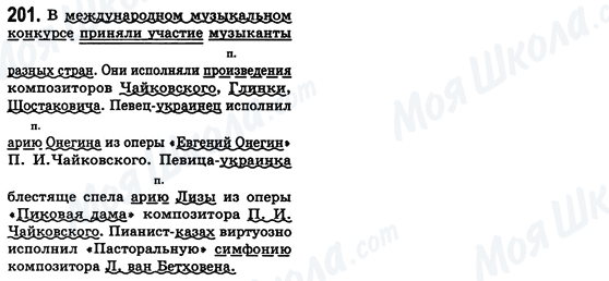ГДЗ Російська мова 8 клас сторінка 201