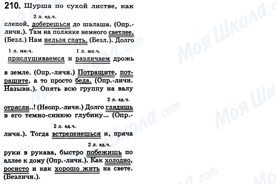 ГДЗ Російська мова 8 клас сторінка 210