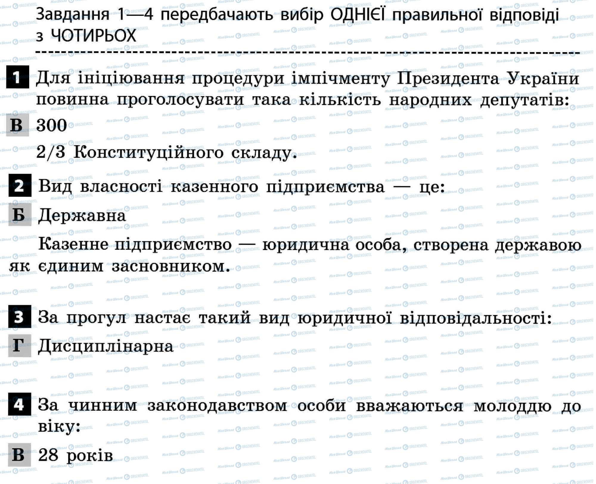 ДПА Правоведение 11 класс страница 1-4