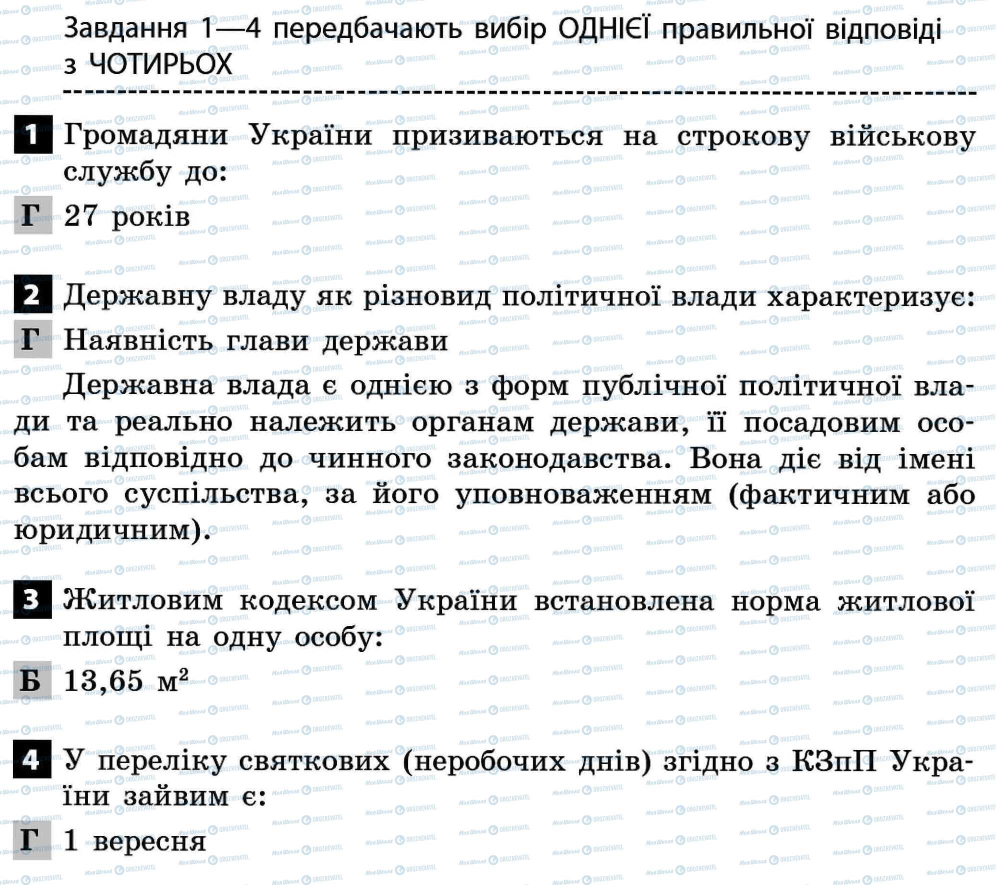 ДПА Правоведение 11 класс страница 1-4